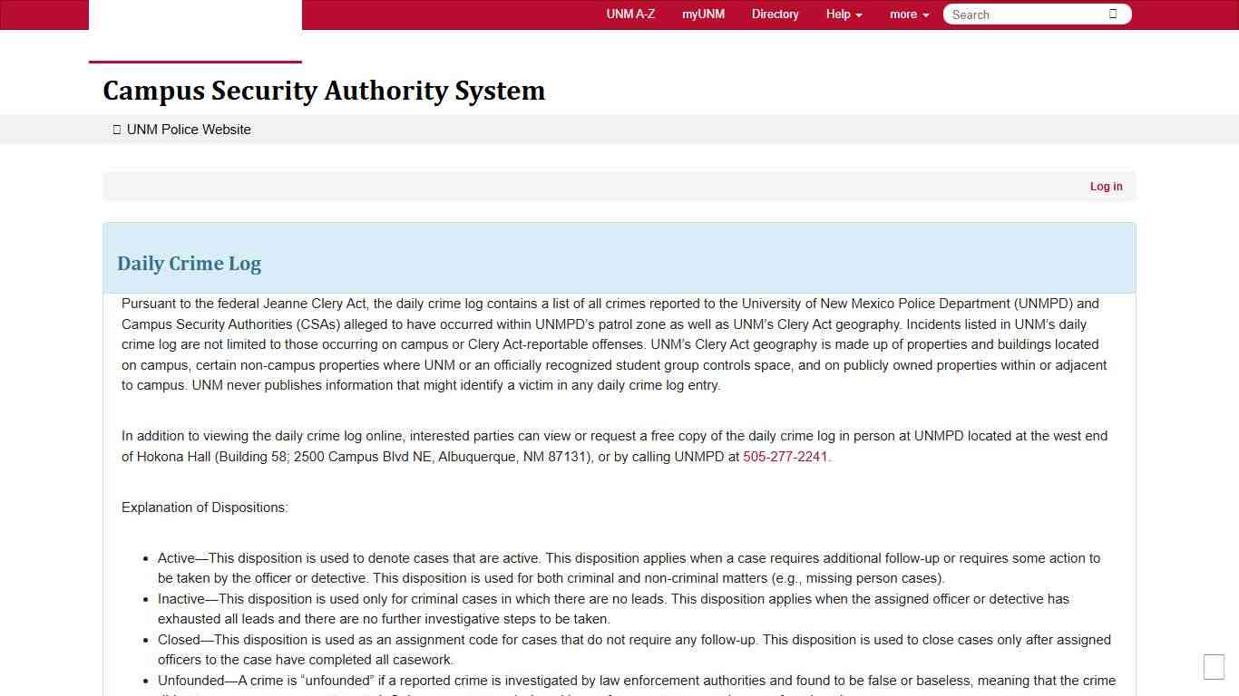 Campus Security Authority System