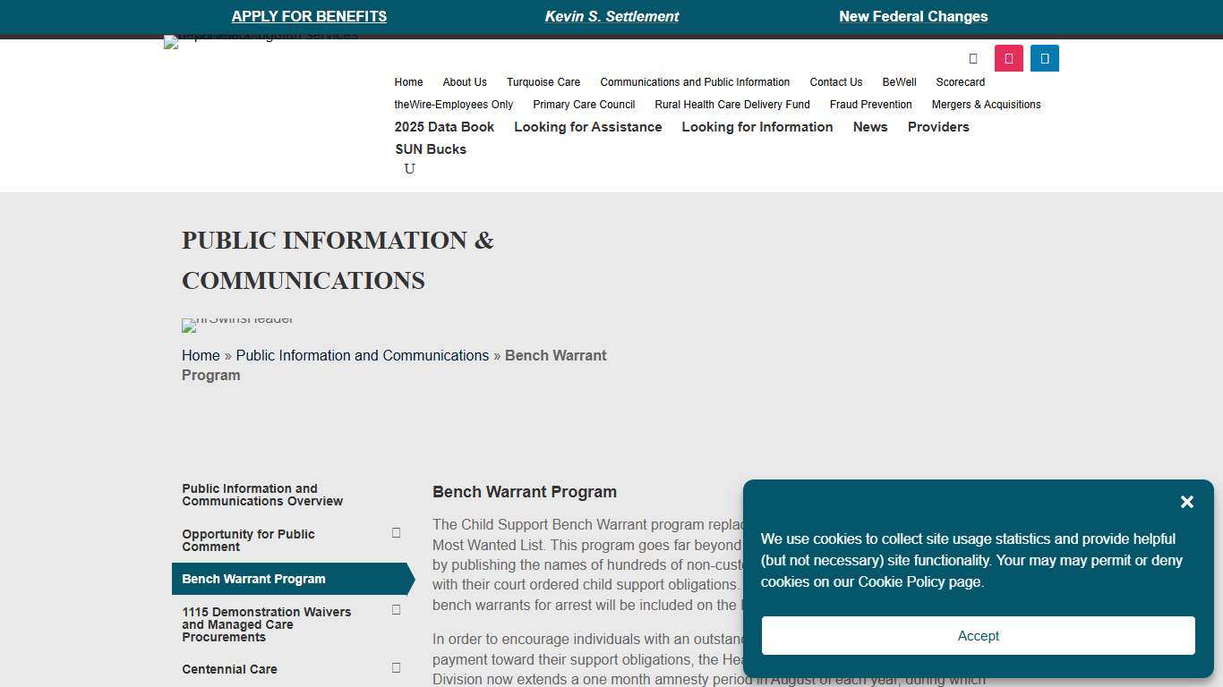 Bench Warrant Program – New Mexico Health Care Authority